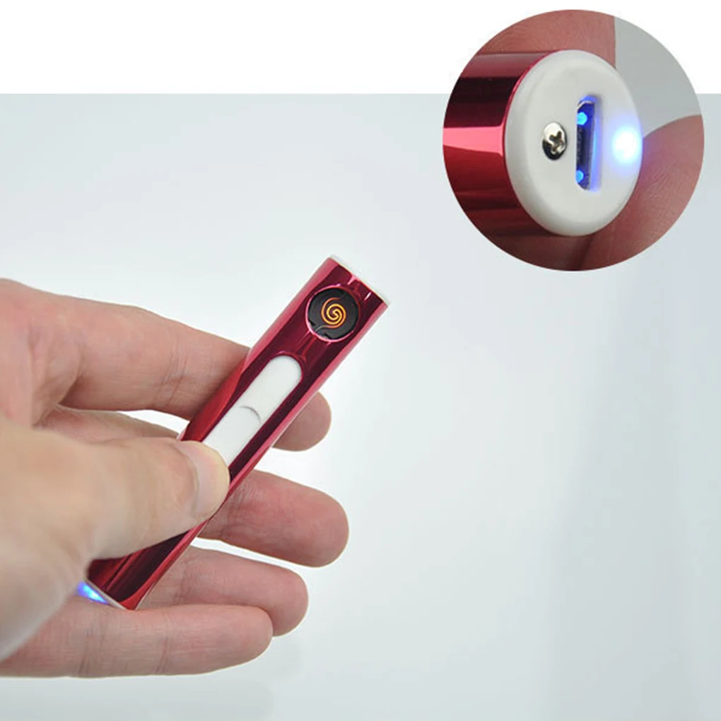 USB зарядка Электронная Зажигалка Ветрозащитная беспламенная сигара без газа электрические зажигалки тонкий мини плазменный импульсный Рождественский