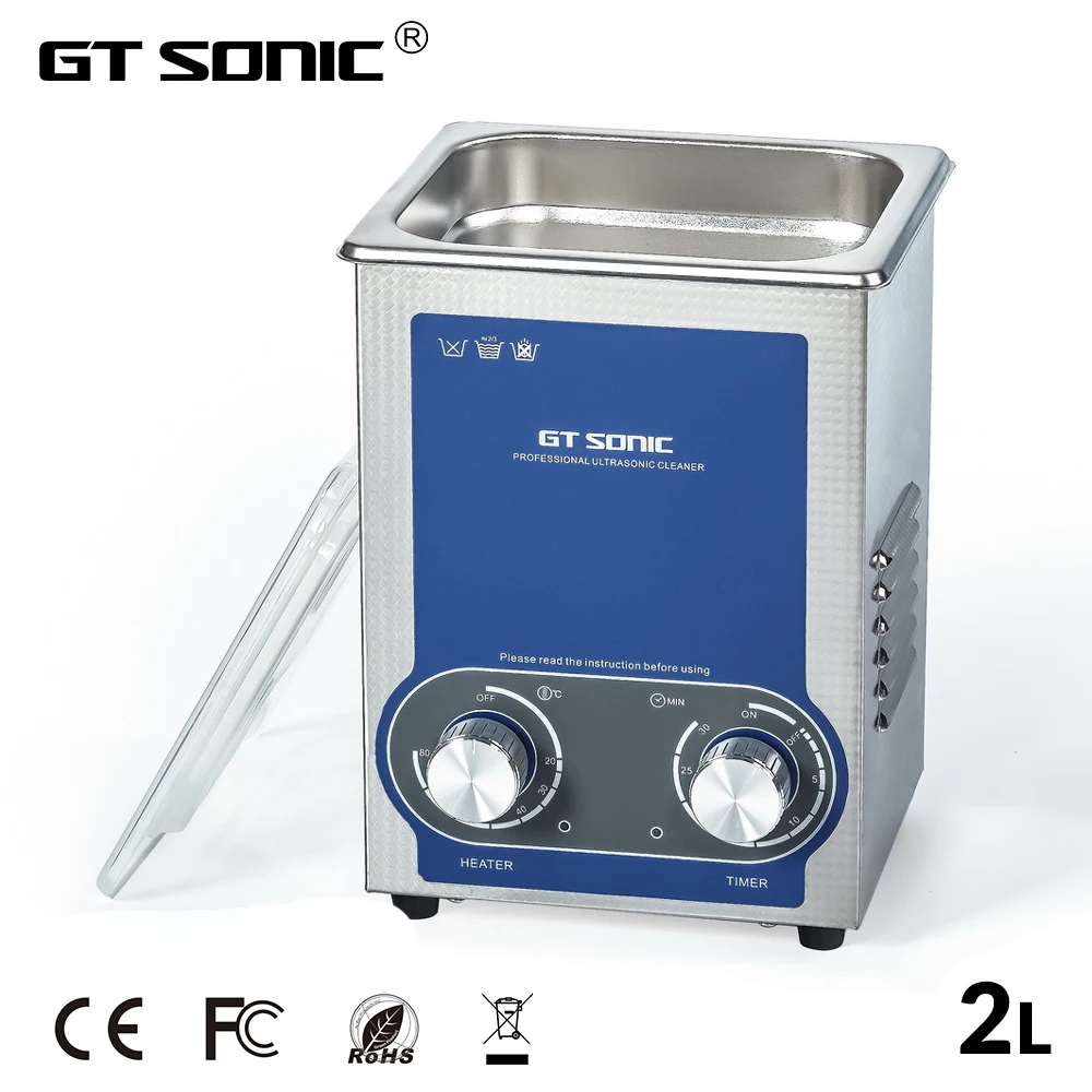 

GTSONIC Ultrasonic Cleaner Bath 2L 50W Mechani Timer Heating Glasses Manicure Jewelry Ring Watches Denture Necklace metal part