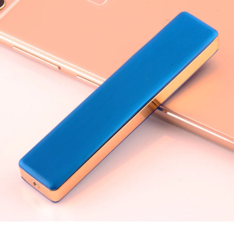 Индивидуальные маленькие перезаряжаемые USB зажигалки USB ветрозащитные беспламенные электронные зарядки прикуриватели гаджеты для мужчин - Цвет: Electrophoresis blue