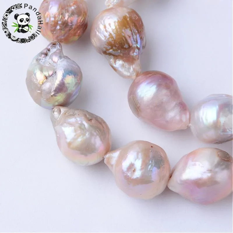 

PANDAHALL Natural Keshi Drop Pearl Beads Strand For Jewelry Making Thistle 15~17x11~13mm Hole: 0.5mm about 25pcs/strand 15.9''