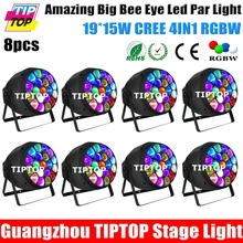 Новое Прибытие 8 Упак. 19×15 Вт RGBW 4IN1 Big B Глаз Led номинальной Света Zoom 4-60 Градусов Led Индивидуальный Контроль Фон Эффект Луча