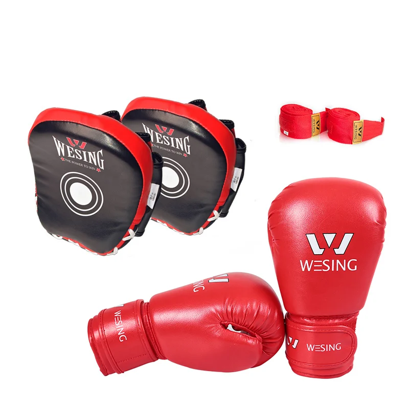 

3 set wesing kids boxing training equipment gear boxing gloves boxing punch mitts boxing handwraps