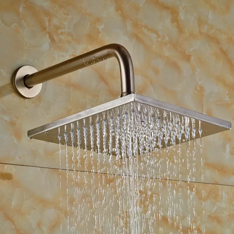 

Wholesale And Retail Luxury Brushed Nickel Rainfall Shower Head Wall Mounted Shower Sprayer Head Square Top Shower W/ Shower Arm