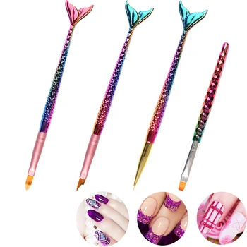 

New 1 Pcs Mermaid Nail Art Brushes Pen for Flower Painting Drawing Oblique Nail Art Liner Brush DIY Design Striper Tools UV Gel