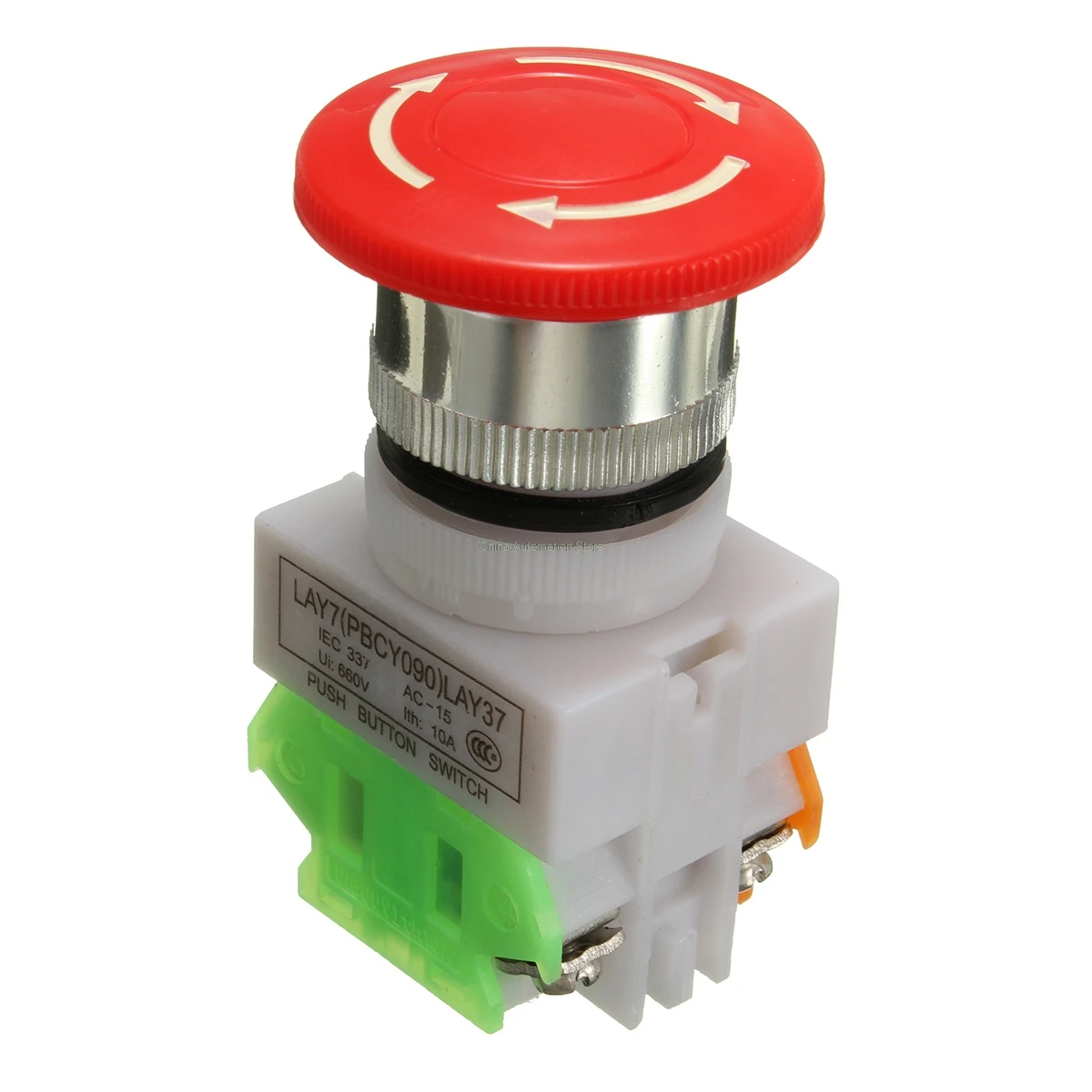 

1Pcs Stop Switch Push Button Mushroom PushButton NO+NC 660V 10A LAY37-11ZS