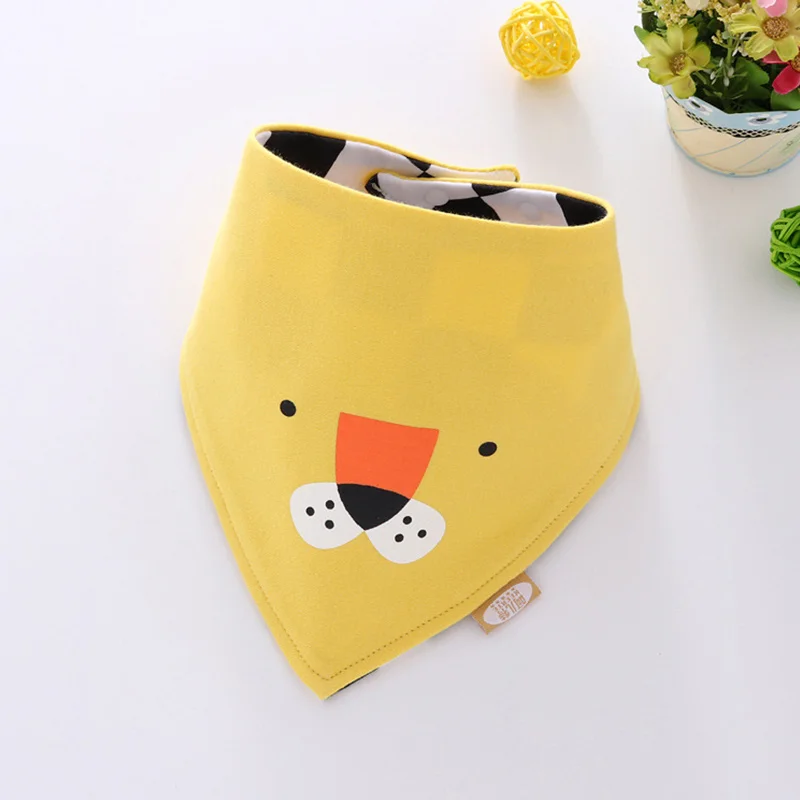 Cartoon Pattern Baby Bibs Cotton Soft 2 Side Infant Burp Cloth Cute Trangle Infant Mouth Towel Baby Boys Girls Bib Double Layer (6)