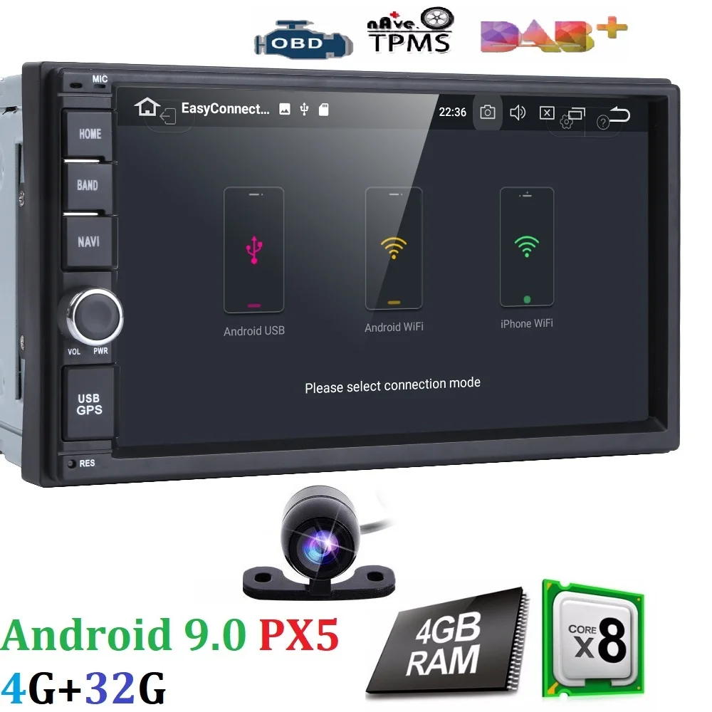 

PX5 4G RAM 32G ROM 2 Din 7'' Android 9.0 Universal Car Radio Double din Stereo GPS Navigation In Dash Pc Video WIFI USB 2din BT