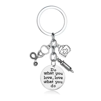 

12PC/Lot Do What You Love,Love What You Do Keyring Injector Medicine Box Pendant Keychain Hospital Doctor Nurse Gifts Key Chain