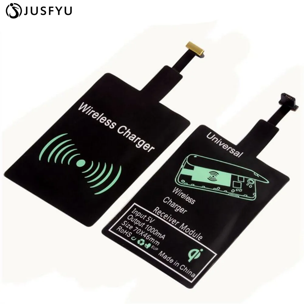 

JUSFYU Universal Qi Wireless Charger Receiver for iPhone Adapter Receptor Receiver Coil Android Phone Micro USB Type C