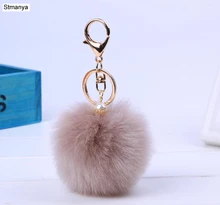 Nowe kobiety futro breloczek brelok do kluczyków samochodowych Pom Pom 8cm pompon 13 kolory z torba z perłami urok śliczny kluczyk do samochodu biżuteria #16002