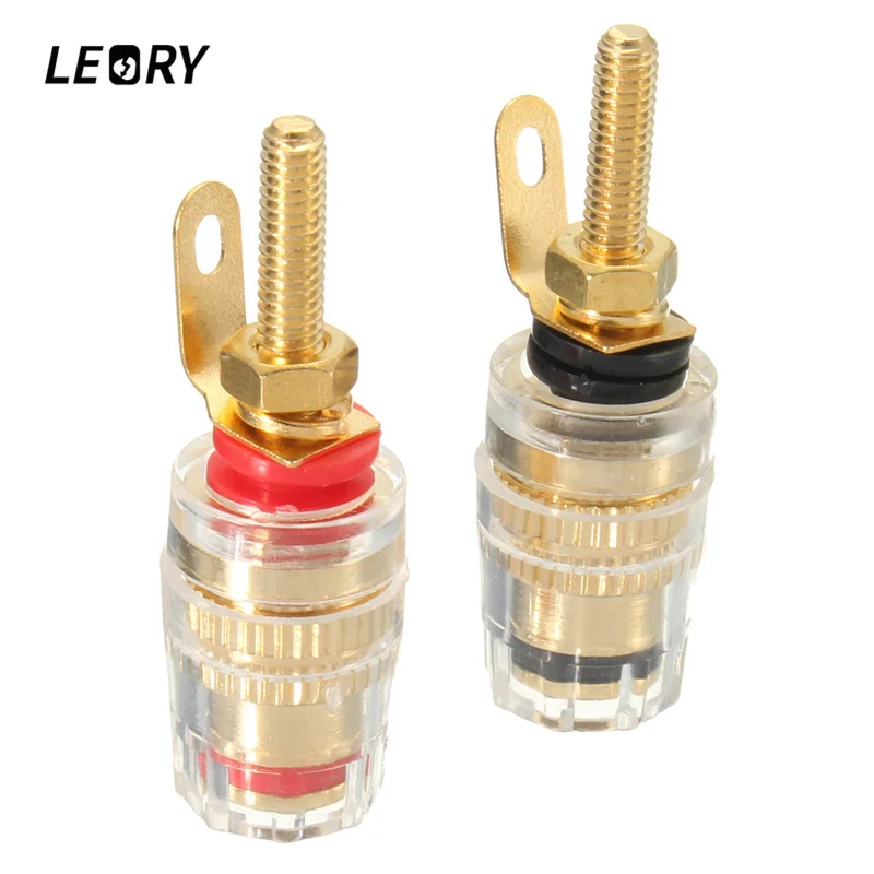 

LEORY 2 Pcs Gold Plated Binding Post Amplifier Speaker Terminal Board Connector Suitable For 4 mm Banana Plugs