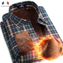 Langmeng 2016 New Mens Marke Shirts Männer 100% Baumwolle Samt Casual Shirts Winter Langärmelige Warmen Kleid Hemd Camisa Masculina