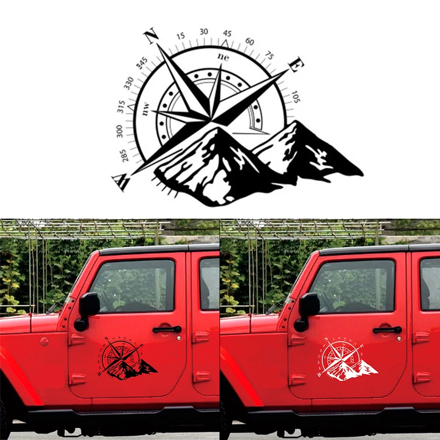 Car Off Road SUV Window Glass Hoods Body Side White Compass Totem Decal Sticker 