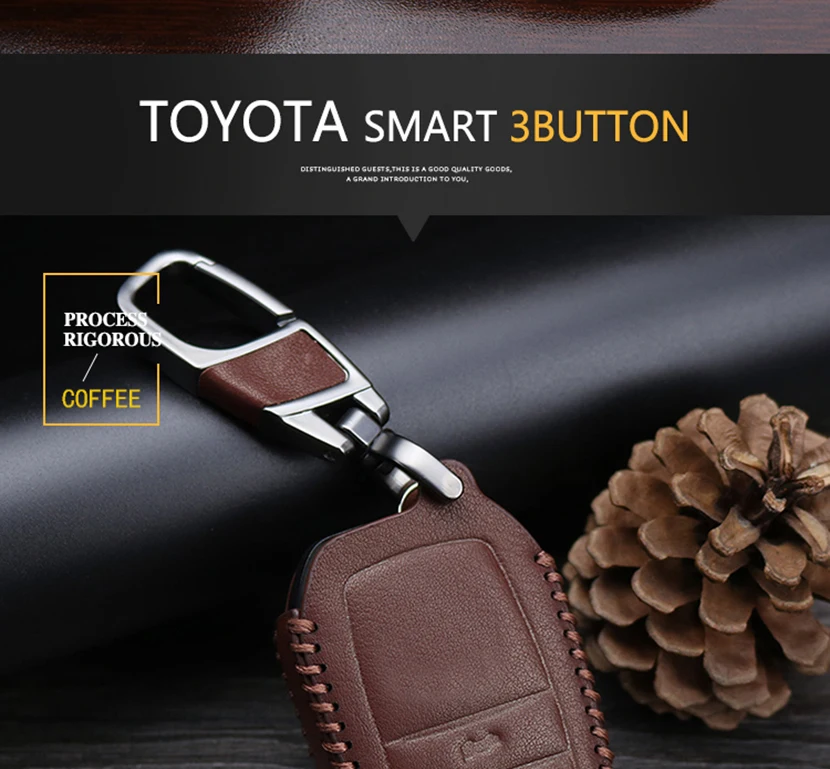 Кожаный чехол для автомобиля Smart Key для Toyota Avensis Corolla CHR Yaris Prius Camry Land Cruiser Prado 150 брелок