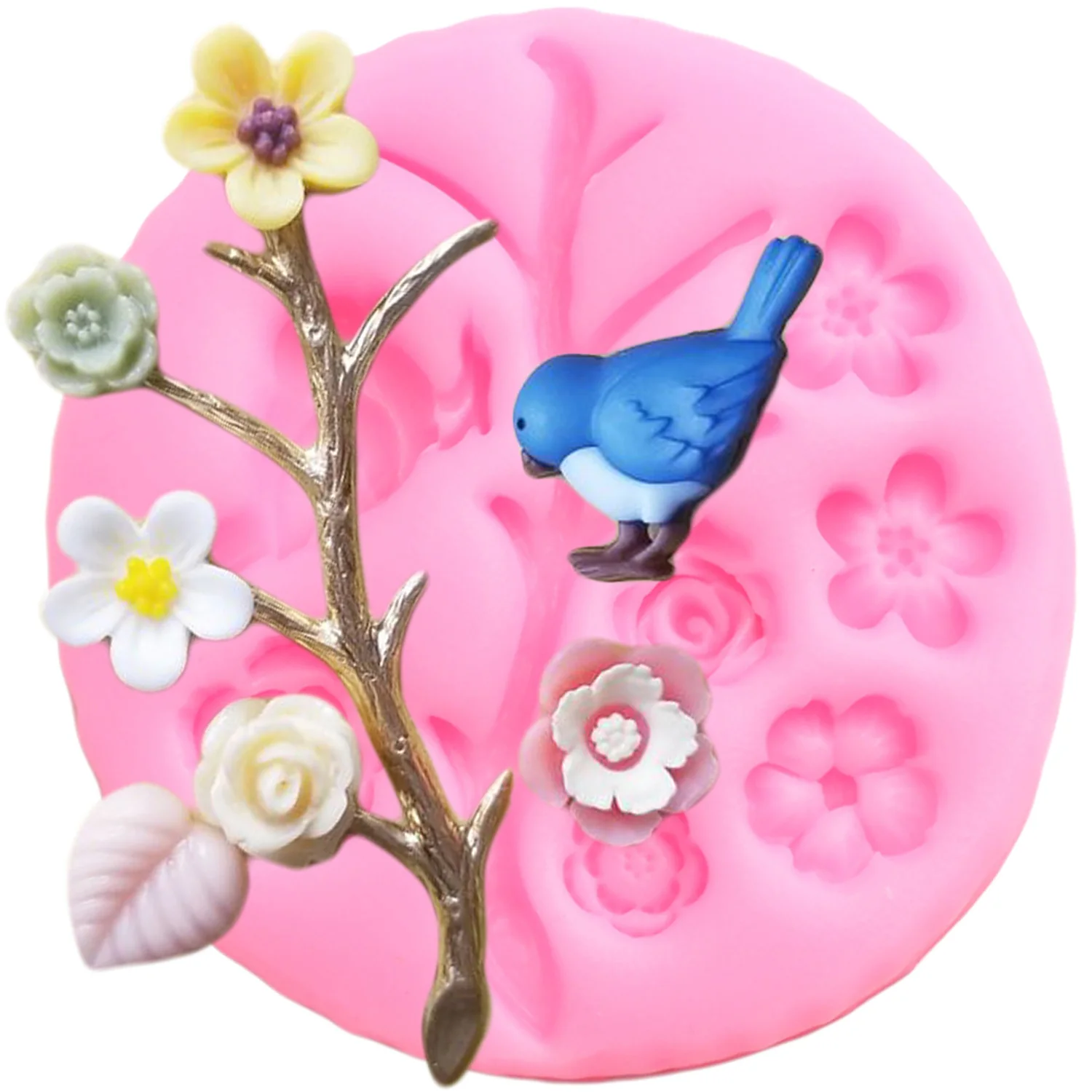

3D Craft Jewelry Rose Flower Silicone Mold DIY Wedding Cake Decorating Tools Bird Fondant Chocolate Candy Mould