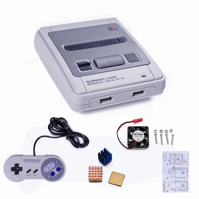 

Mini Video Game Console Superpi-J Case Compatible Raspberry Pi 3B+ 3B 2B and B+ HDMI Putout TV Game Player & Gamepad For SNES