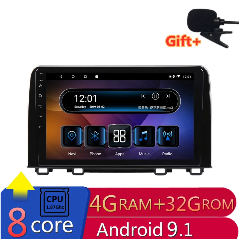 Perfect 9" 4G RAM 8 cores 1.87 Ghz Android Car DVD GPS Navigation For HONDA CRV 2017 2018 audio stereo car radio headunit bluetooth wifi 0