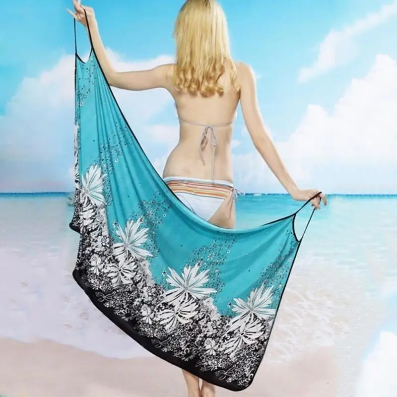 Размер M-xxL, женское пляжное сексуальное платье из полиэстера на бретельках, пляжное платье, бикини, накидка, парео, юбки, полотенце, открытая спина, купальник