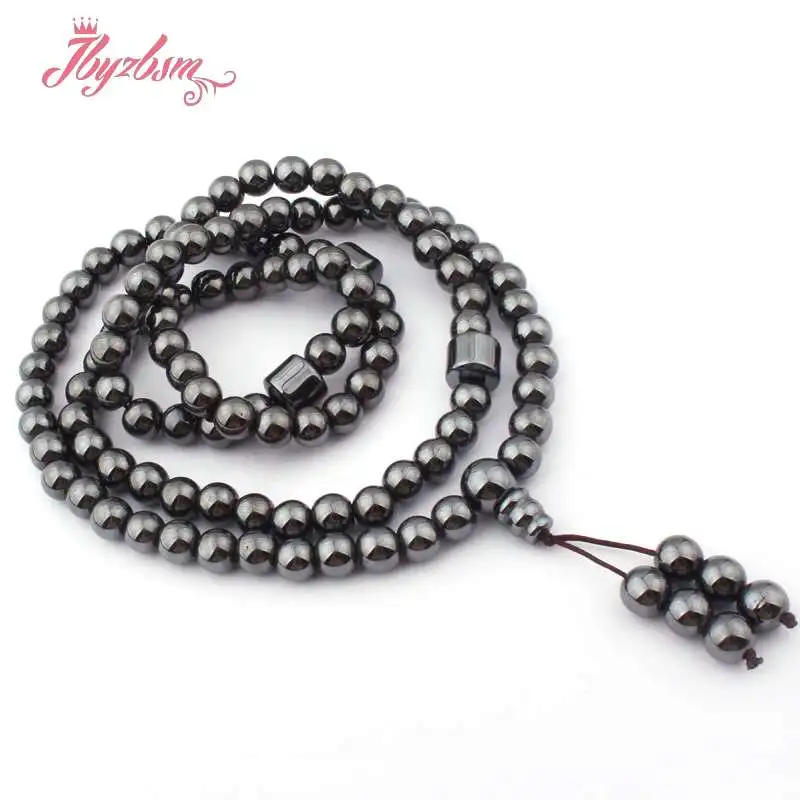 108 Black Agate and Tiger Eye Beads Prayer Bracelet 31/"