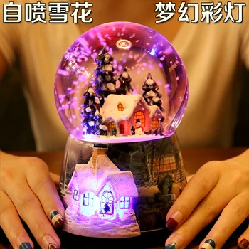 

[] Christmas special offer every day light snow crystal ball music box gift box to send girls bestie children