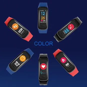 

C1 Plus Color Screen Smart Bracelet for IPhone Samsung Heart Rate Monitoring Step Counter Anti-watercolor Screen Sports Bracelet