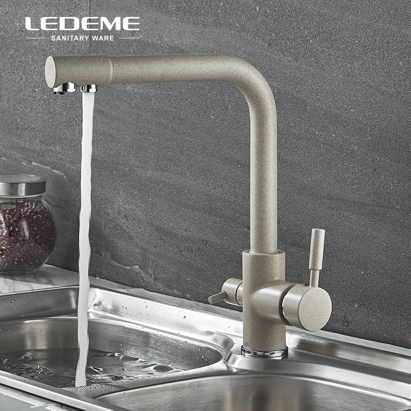 LEDEME Filtro de purificación de cocina Cuenca del grifo con agua potable del rociador Dual-barra de la manija del grifo de agua de latón L4055 - 3