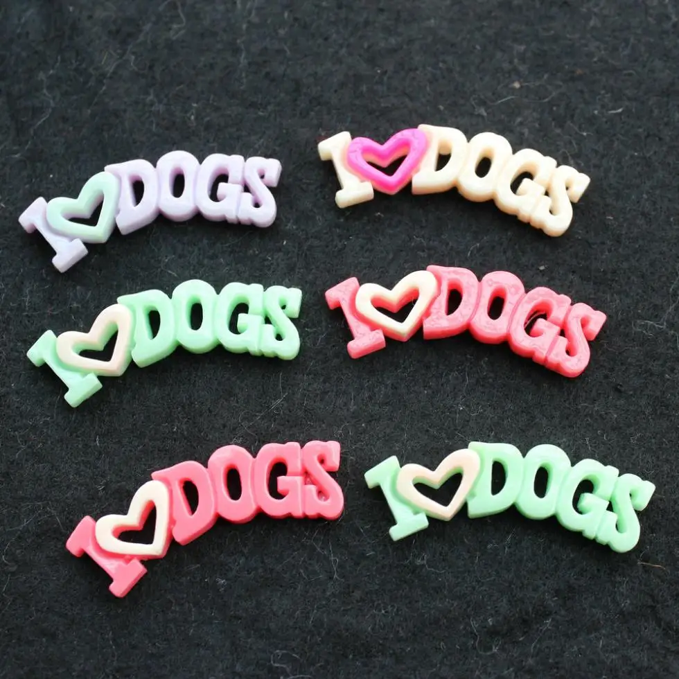 

150pcs I Love Dogs Cabochon 41mm x 15mm Pastel Color Animal Scrapbooking Decoden Kawaii Cell Phone Deco Colorful