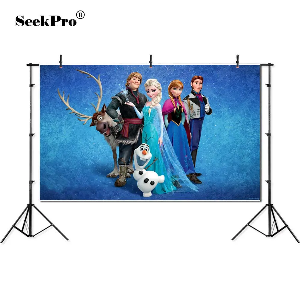 

Personalized Birthday Party Photography Newborn Backdrop for Frozen Dessert table Cartoon Backgrounds Birthday Banner