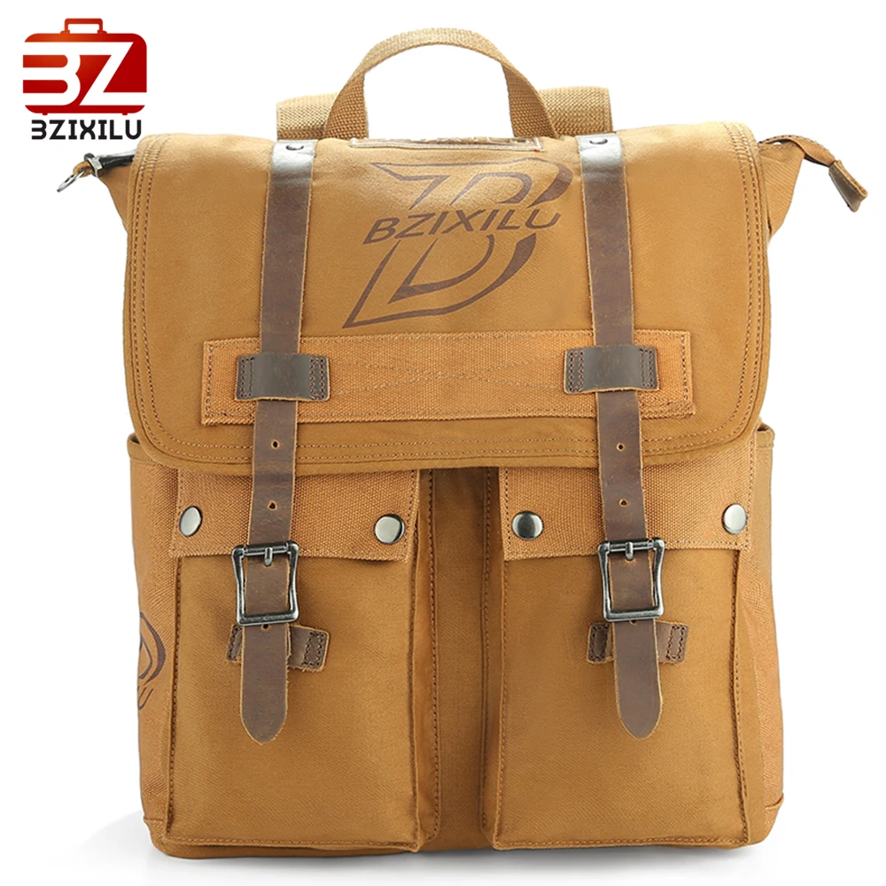 

WANGKA Vintage Canvas Leather School Laptop Backpacks Men Travel Rucksack Large Waterproof Daypacks Retro Bagpack New 2018