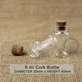 

Wholesale 100pcs/lot Mini 6ml Glass Bottle Empty Cork Small Wishing Vial 1/5OZ Gift Pot Sample Jar Refillable Cosmetic Container