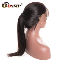Gossip Lace Front Human Hair Wigs For Black Women Peruvian Hair Straight Wigs With Baby Hair Pre Plucked Swiss Lace Wig Non Remy