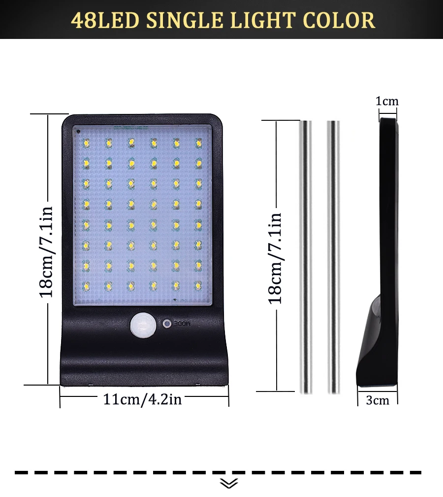 Обновленный 48 светодиодов солнечный светильник с регулируемым цветом с контроллером три режима водонепроницаемый светильник s для наружного сада настенный уличный