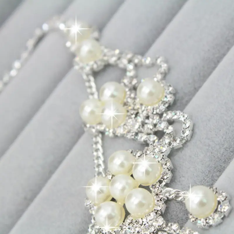 

Banquet Bridal Crystal Earrings Statement Bib Necklace Jewelry Gift Set for Women
