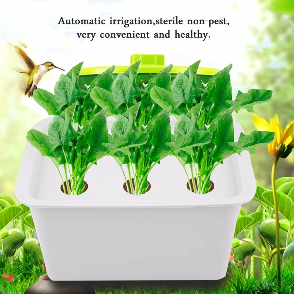 AMW US 6 Holes 110V Plant Site Hydroponic System Indoor Garden Cabinet Box Grow Kit Bubble Garden Pots Planters Nursery Pots