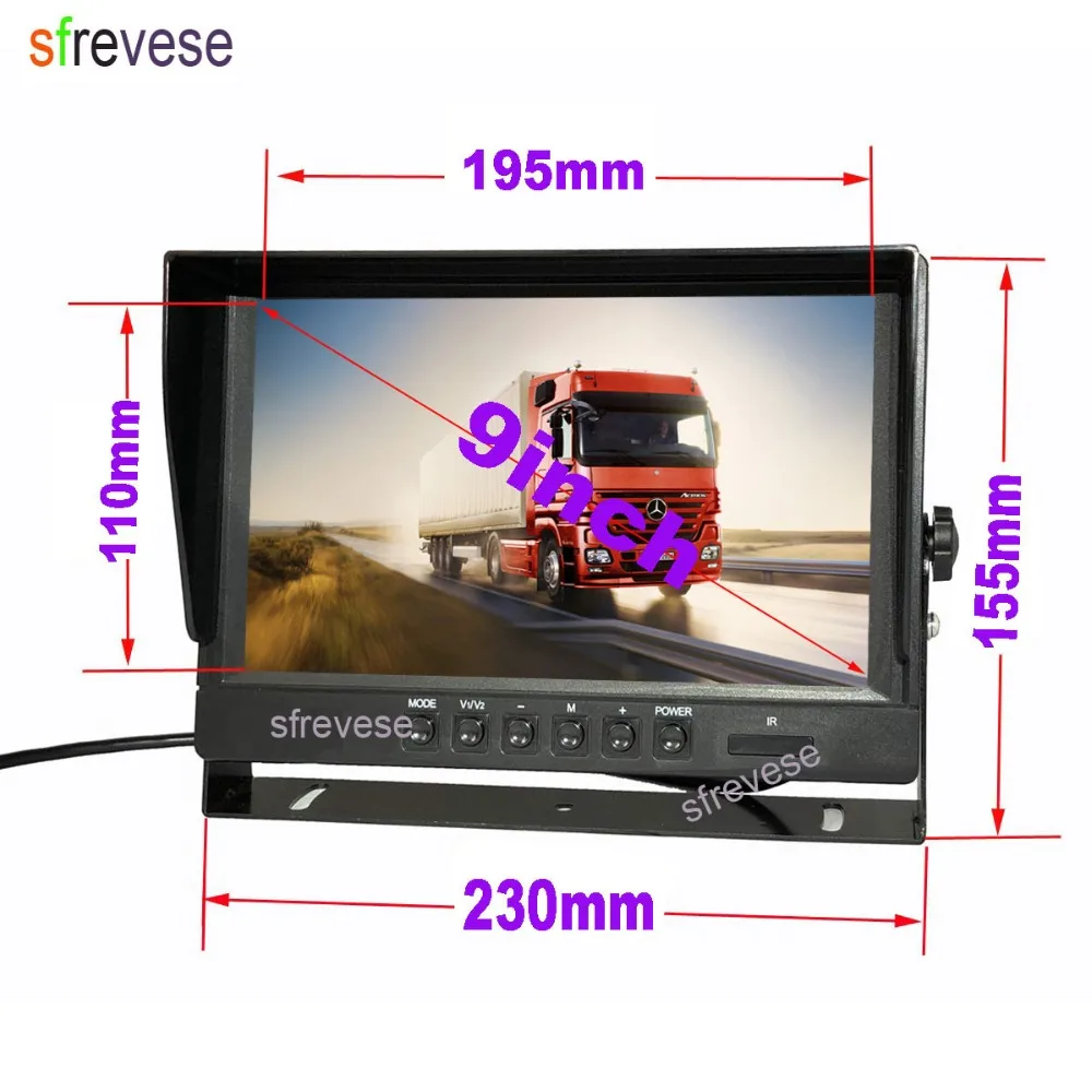 " ips HD 4Pin 2CH автомобильный монитор заднего вида+ Водонепроницаемый AHD 1080P 175 градусов камера заднего хода для автобуса грузовика комплект 15 м кабель