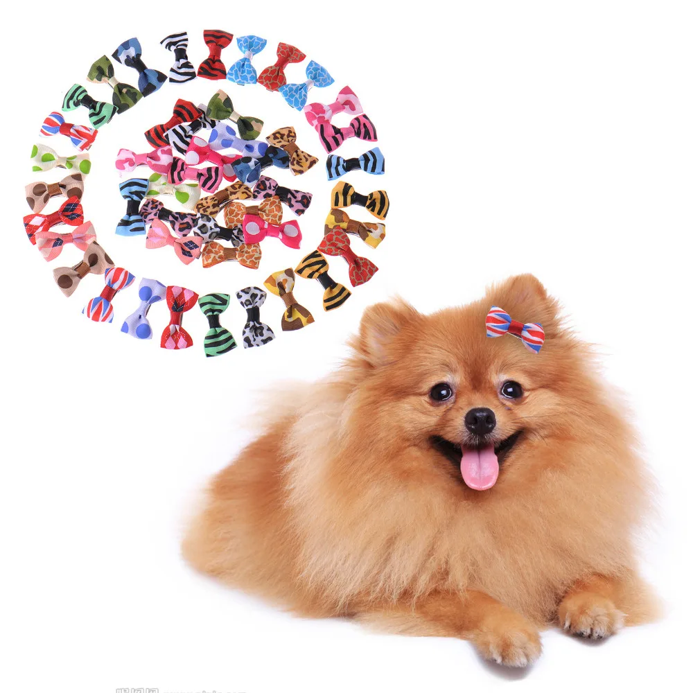 10pcs pet dog hair bows clips bands pet grooming hair bows accessory