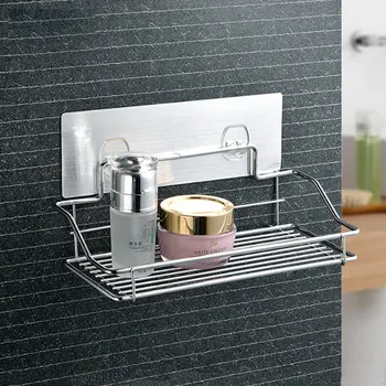 

Stainless Steel Storage Rack Double Suction Cups Shelf Bathroom Tools Accessories Organizer Shower Gel Shampoo Tooth Cup Holder