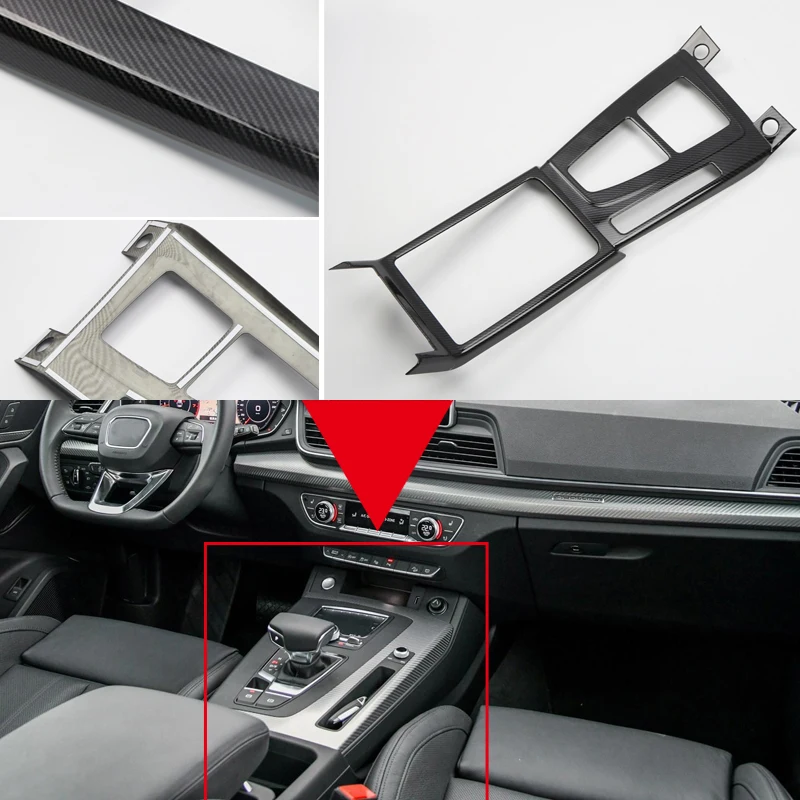 For Audi Q5 2018 Inner Gear Shift Box Panel Cover Trim Carbon Fiber