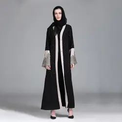 Новый дизайн Абаи платье алмазы мусульманские платья Для женщин Рамадан Elegent jurken Исламская Костюмы Дубай юбка Длинные рукава Лидер продаж
