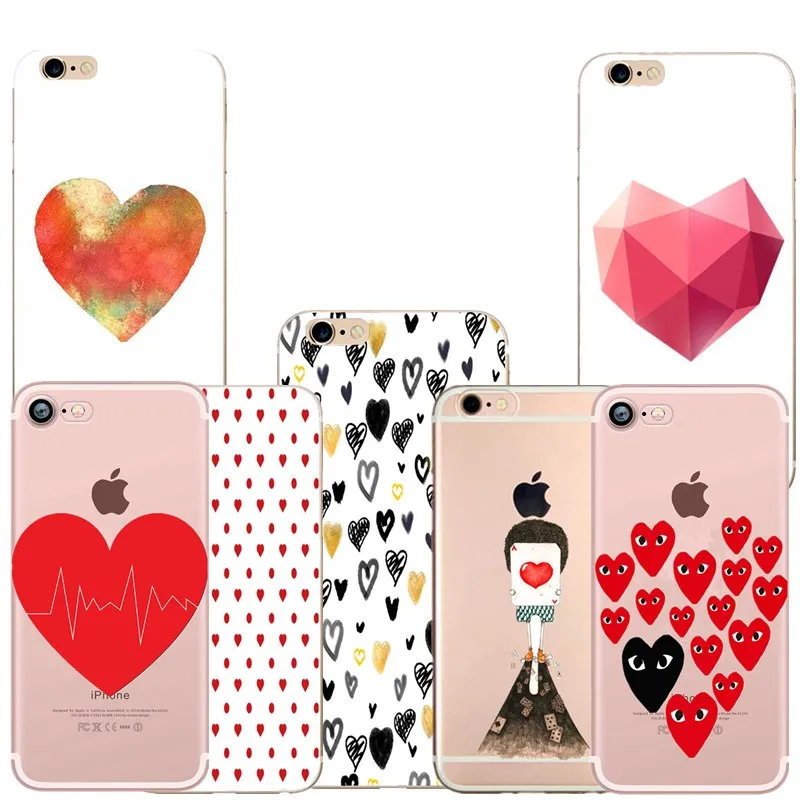Silicon for iphone 8 plus case cute Pattern love heart slim soft TPU X 7plus 6s 6 7 5 se loving Cartoon |