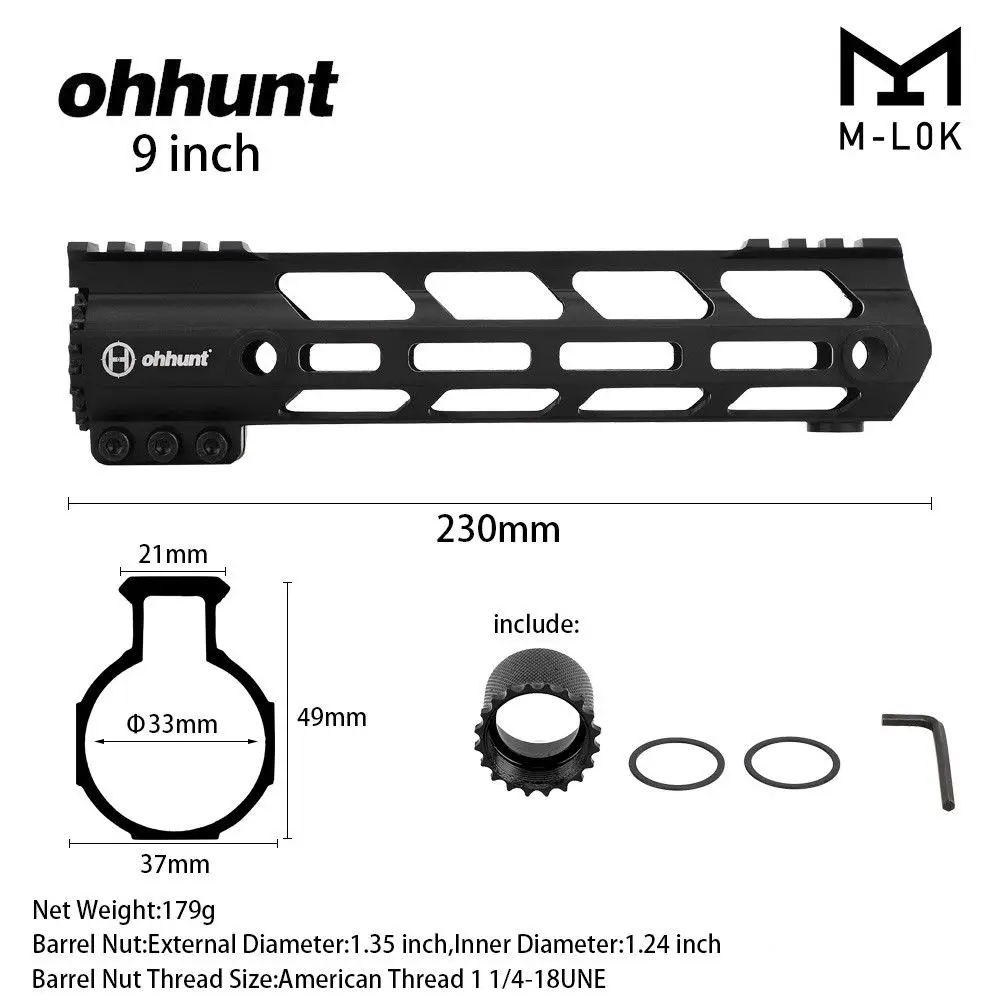 " 9" 1" 12" 13," 15" 1" AR15 поплавковая M-LOK защита для рук Пикатинни поплавок Raticle прицел Пикатинни - Цвет: HSP01-9cun