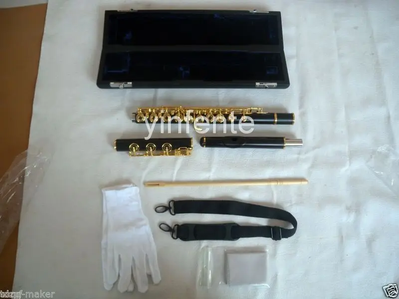 

New flute 17 hole Open Gold Plated Key E key High quality ebony wood #7