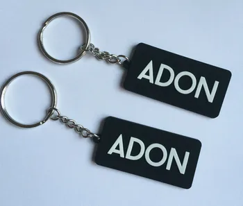

ADON Shop Company Black Custom Plastic Keychains Promotional Keyring Customized Logo chaveiros personalizado PVC Keyrings