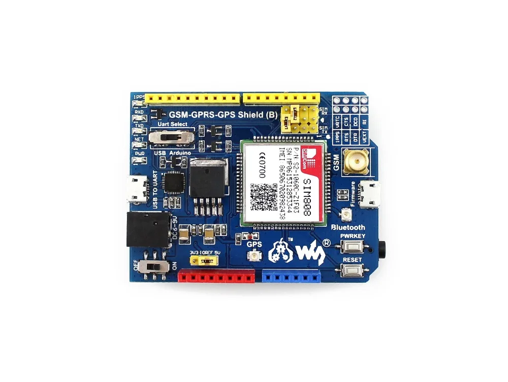 GSM/GPRS/GPS Shield (B) Arduino Shield Based on SIM808 Comes with EU plug power adapter