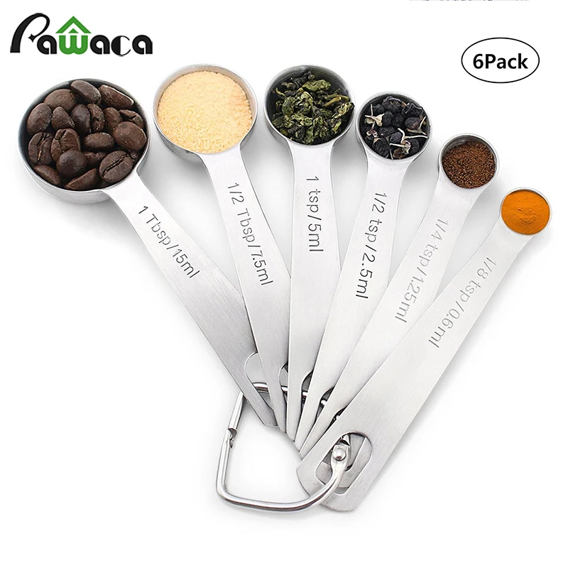 

Pawaca Hot Sales 6 pcs/set Stainless Steel Measuring Spoon Set Tea Scoop Teaspoon Baking Cooking Kitchen Tools Set
