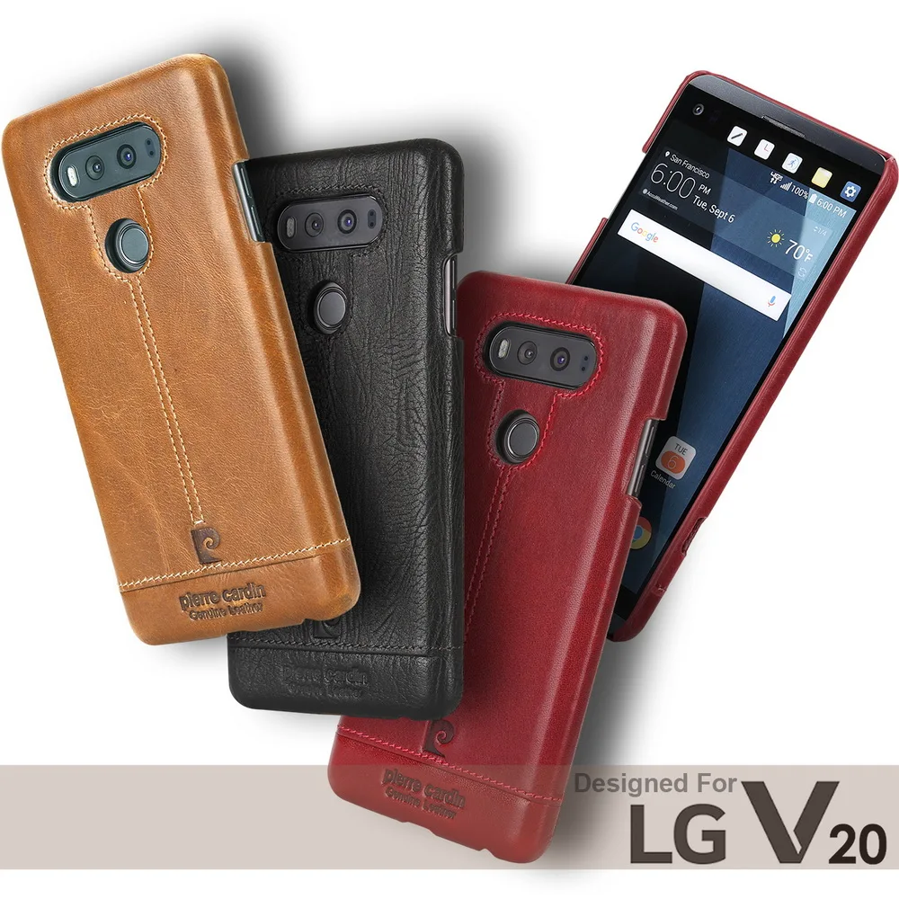 Pierre Cardin Stitched Genuine Leather Case For LG V20 V10