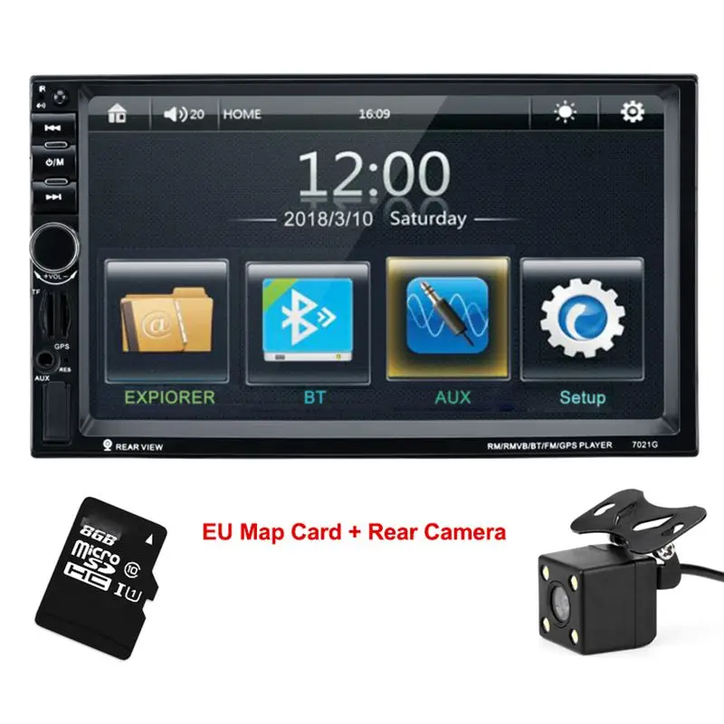 

7021G 2 Din Car MP5 Player 7inch Touch Screen With Radio GPS EU Map Function SD USB AUX Rear View Steer Wheel Control Car Play