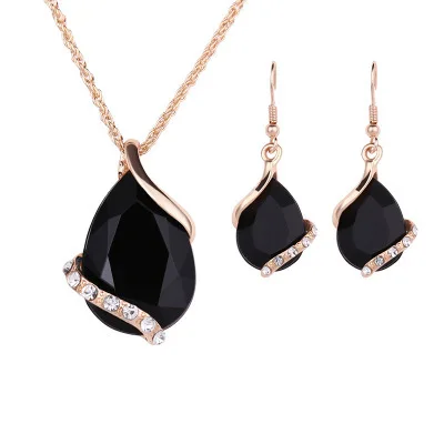

CBO28 4-color drop necklace earrings set Women's fashion water drop set