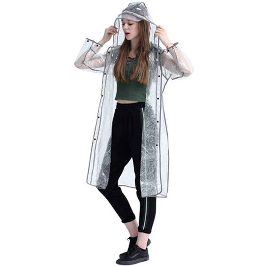 

Transparent Reflective Raincoat Poncho Eva Plus Size Rain Coat Waterproof Campera Mujer Abrigo Fashion Rain Coats Ladies 40YY066