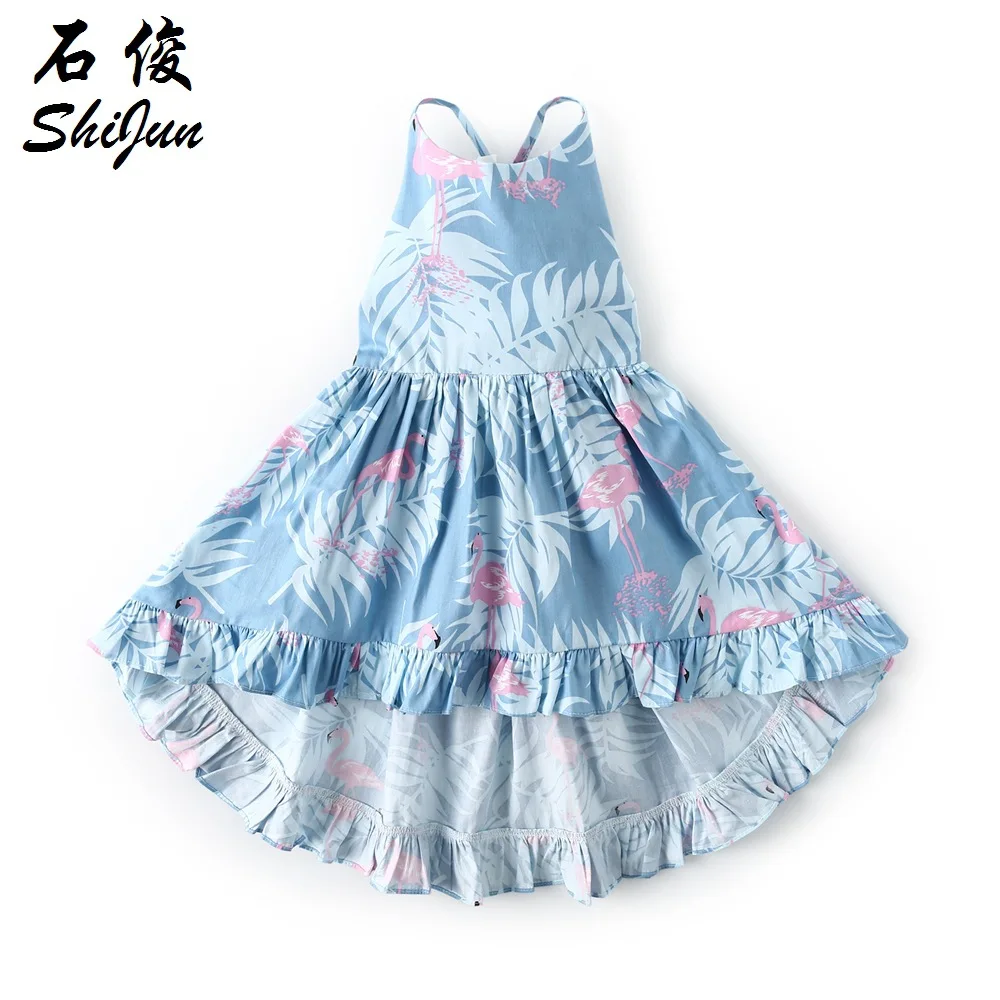 ins/асимметричное платье с цветочным принтом и оборками для маленьких девочек, детское праздничное платье-пачка принцессы на бретельках с открытой спиной, 1,1 кг#52
